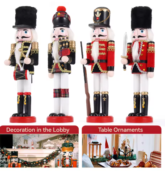 30CM Nutcracker Wooden Doll Walnut Soldier Model Puppet